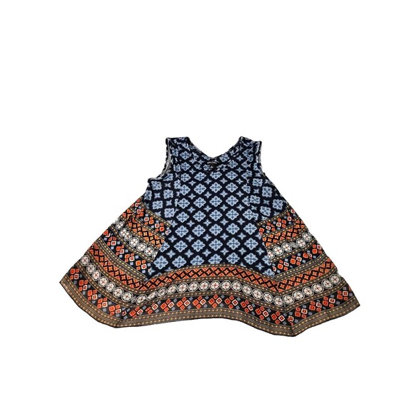 Roz & Ali Women's Floral V-Neck Sleeveless Flowy Tank Top Blue Size Medium - Picture 1 of 5